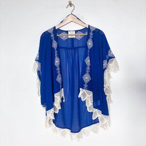 Blue and White Lace Kimono styled Tunic